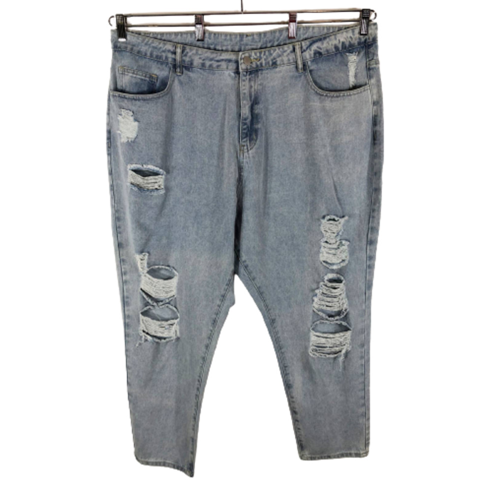 Shein Jeans 4XL Distressed Jeans Blue 1299